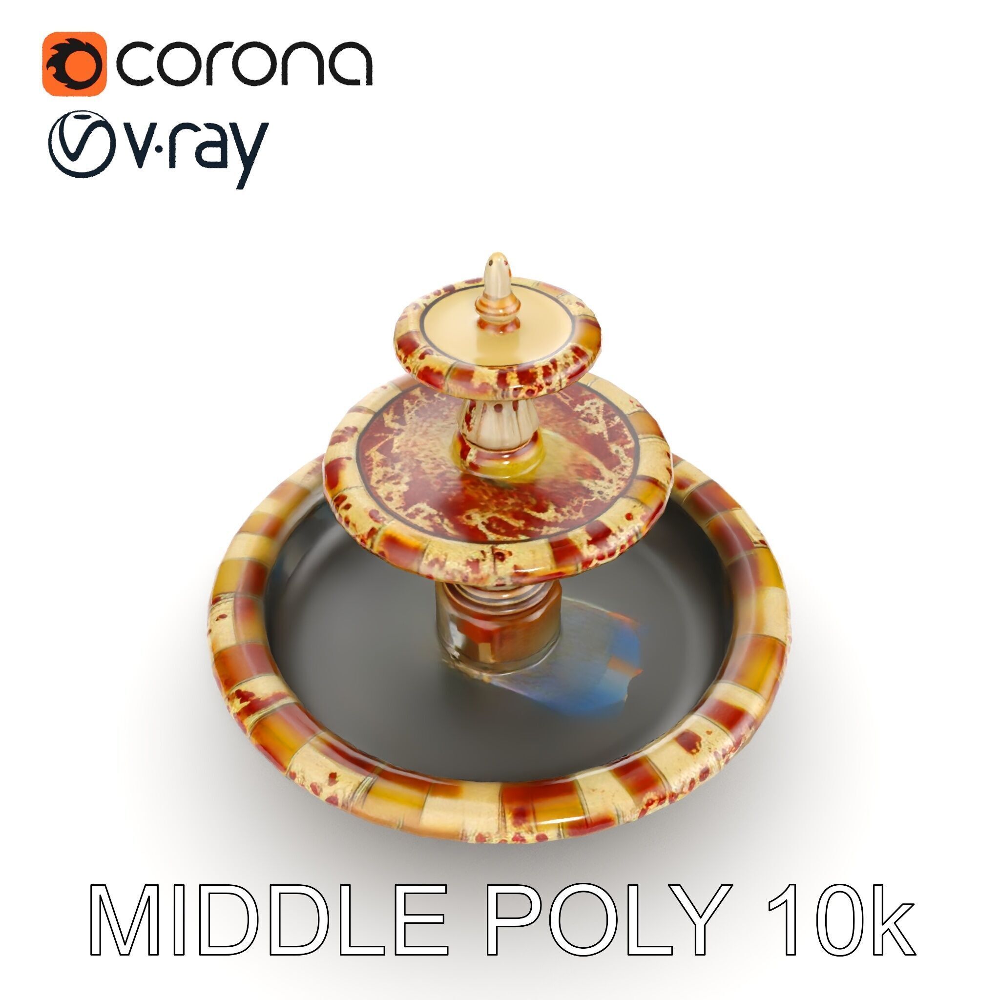 Ornate Stone Fountain Model Pack Low-poly 3D model_7