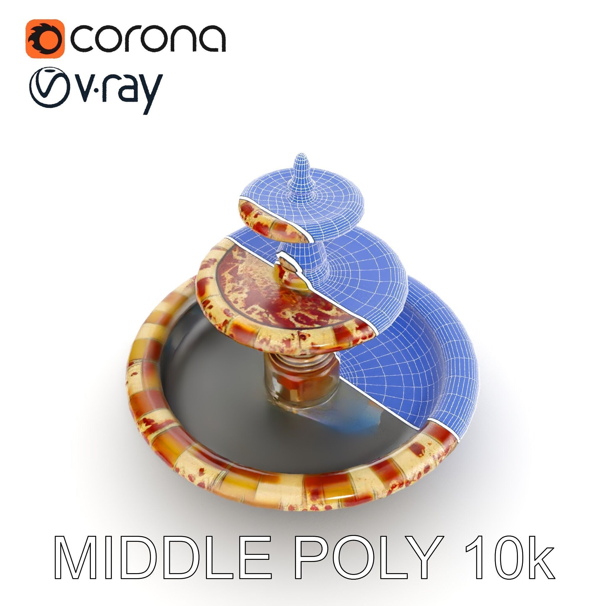 Ornate Stone Fountain Model Pack Low-poly 3D model_29