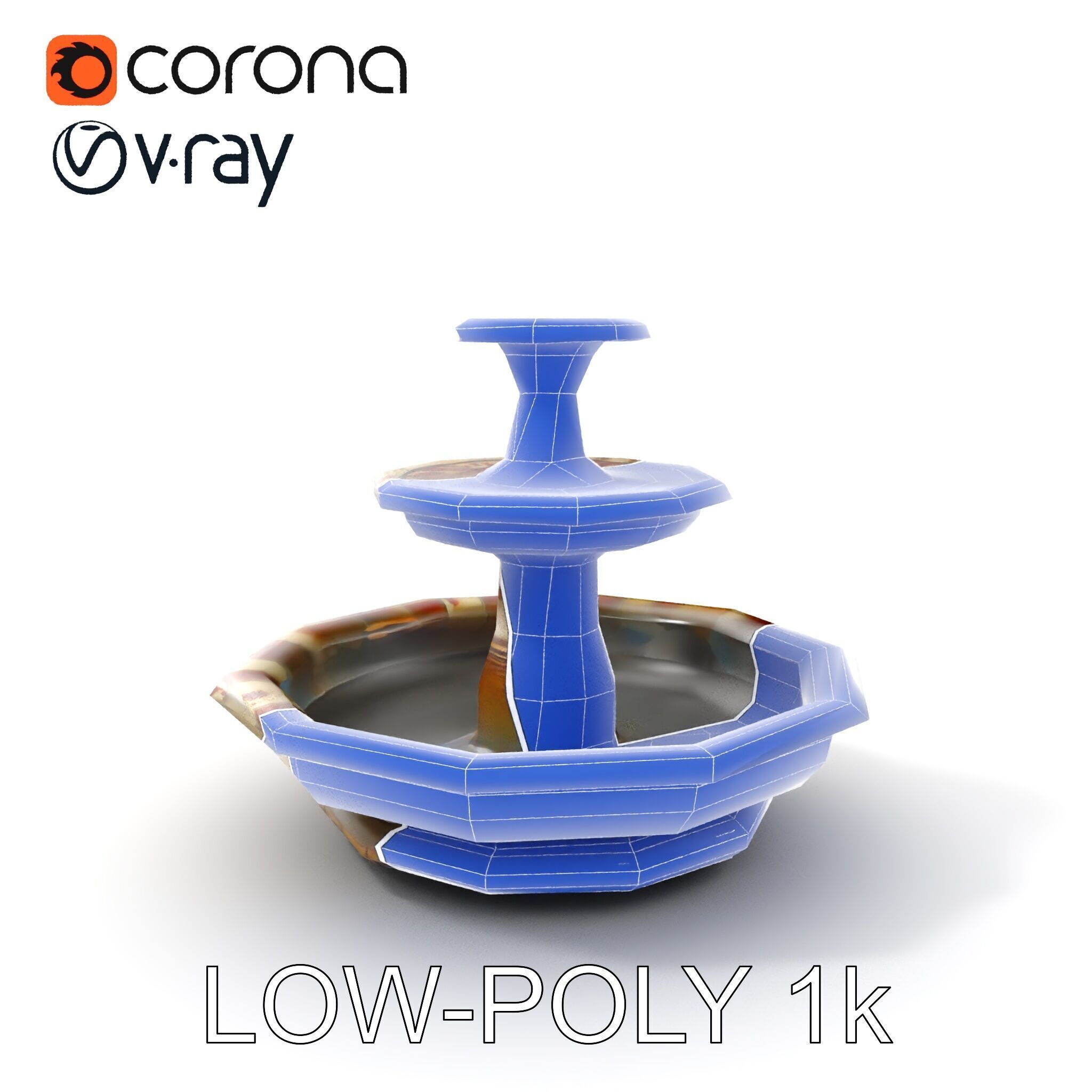 Ornate Stone Fountain Model Pack Low-poly 3D model_21