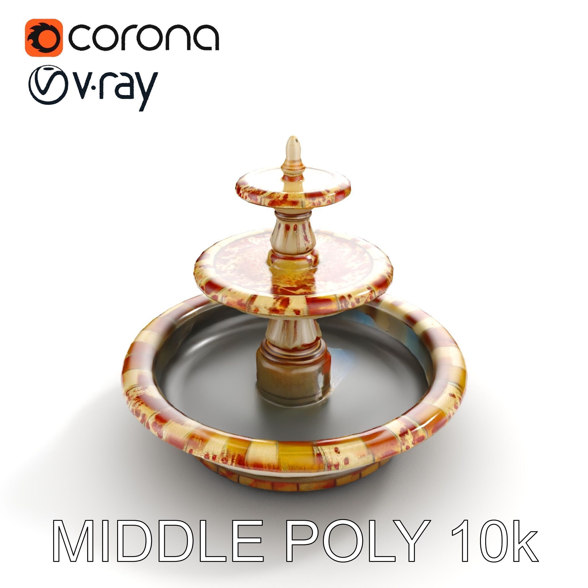 Ornate Stone Fountain Model Pack Low-poly 3D model_17