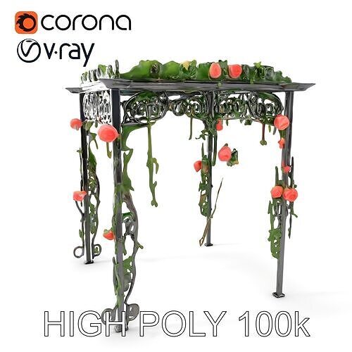 Romantic Floral Gazebo Model Pack Low-poly 3D model