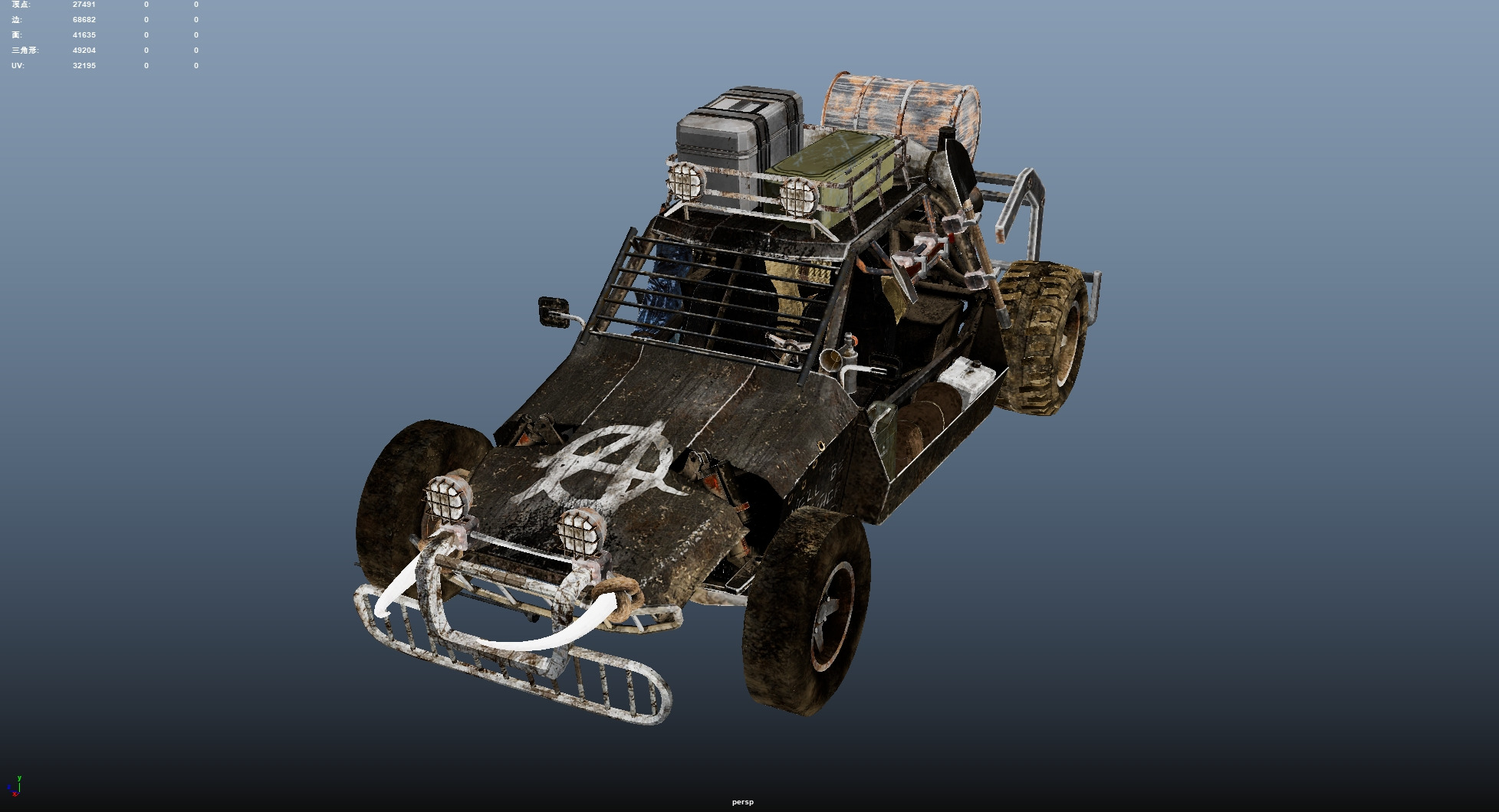 Doomsday Buggy Low-poly 3D model_11