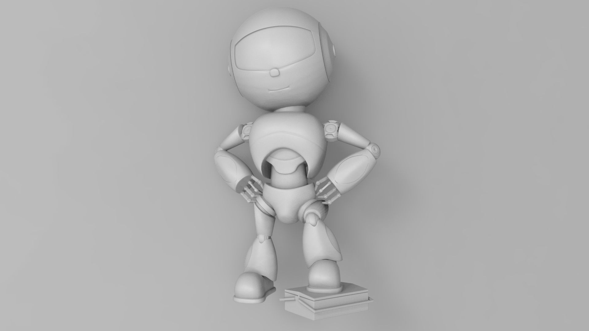 Robot on orange box 3D print model_1