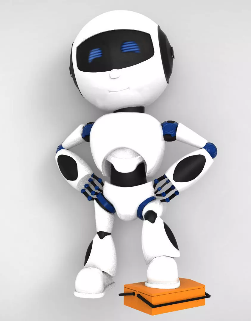 Robot on orange box 3D print model_0