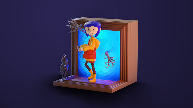 Coraline Lamp Diorama 3D Printable Decorative Scene 3D print model