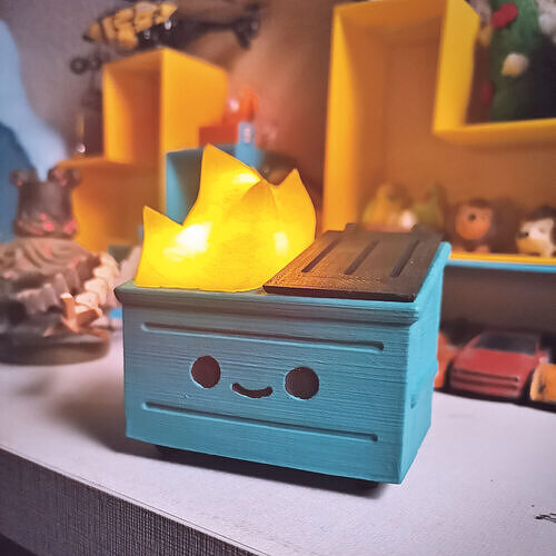 Cute Dumpster Fire Light Cute 3D Printable Lamp 3D print model