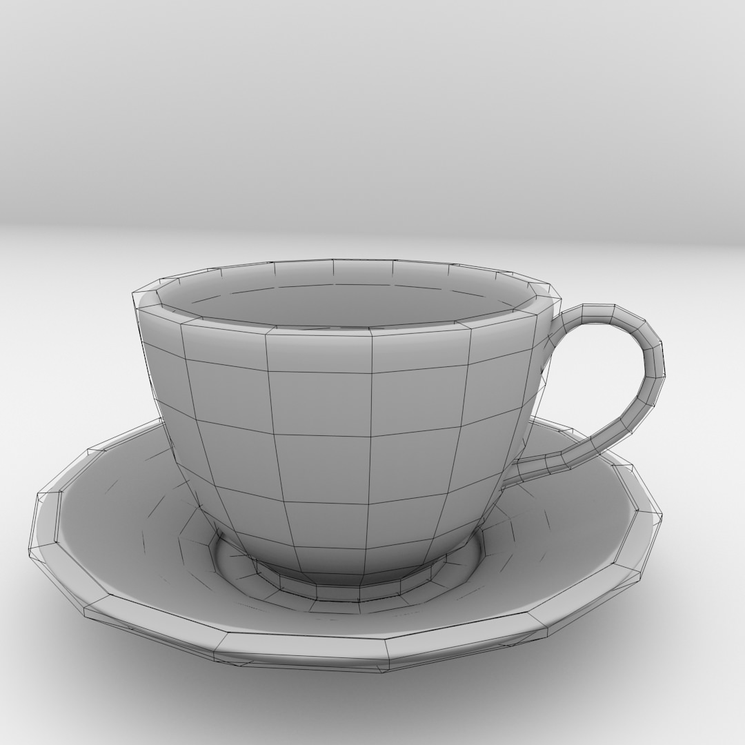 Cup and Saucer 3D model_4