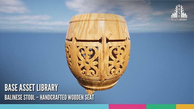 Balinese Stool Handcrafted Wooden Seat 3D model