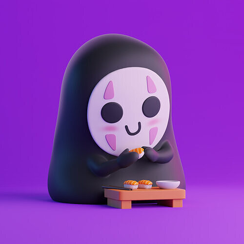 Cute No-Face Eating Sushi 3D Printable Spirited Away 3D print model