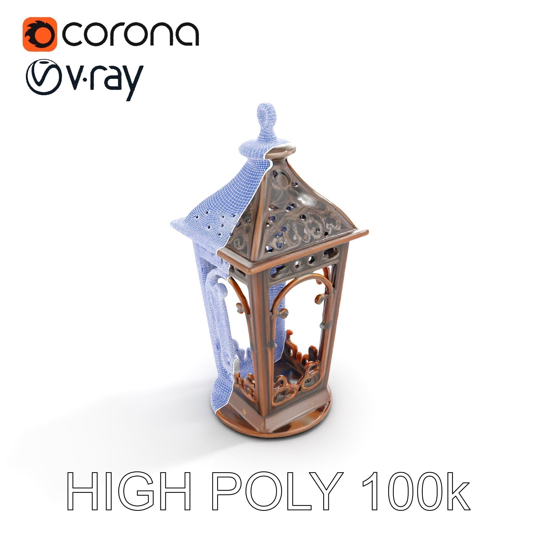 Ornate Vintage Lantern Model Pack Low-poly 3D model_35