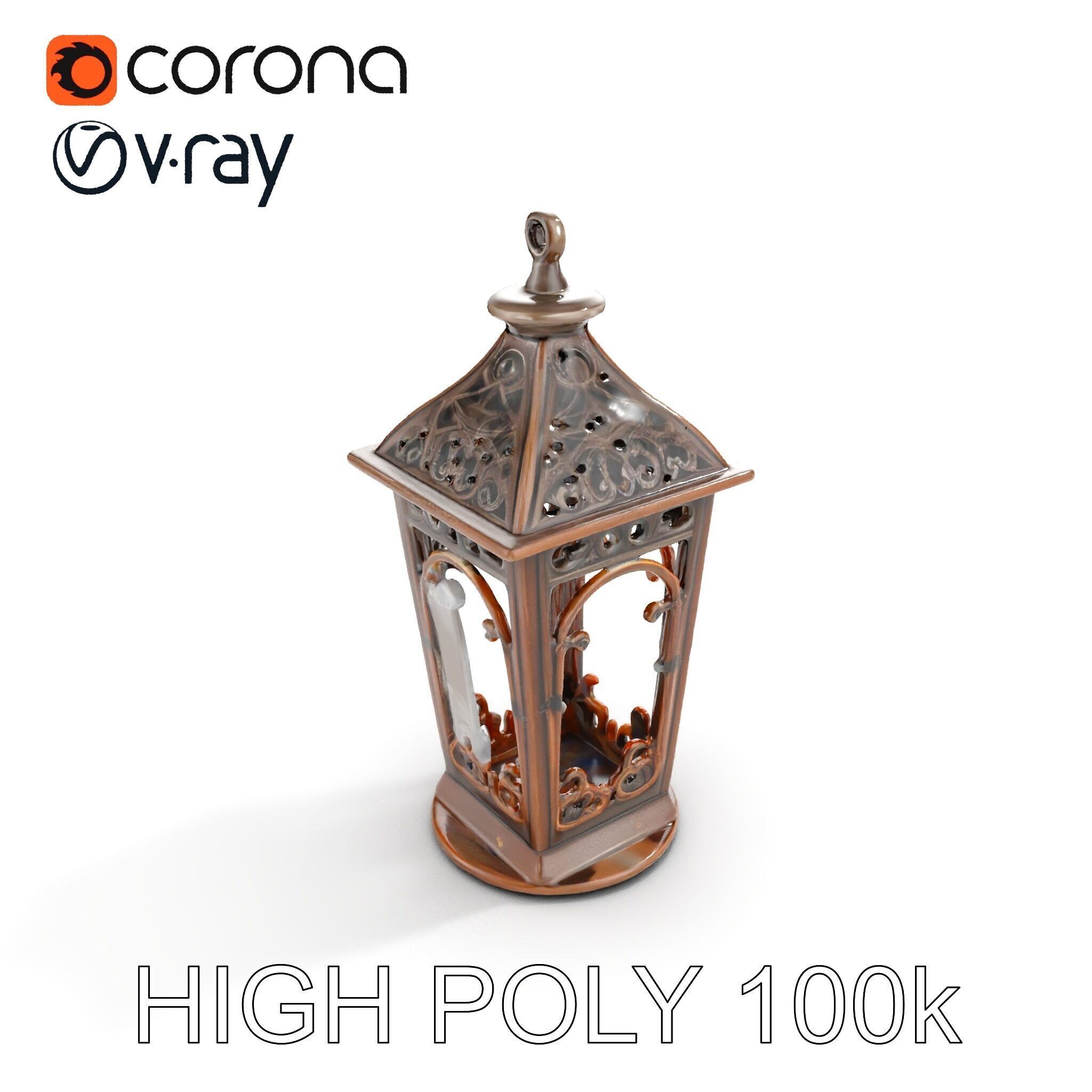 Ornate Vintage Lantern Model Pack Low-poly 3D model_13