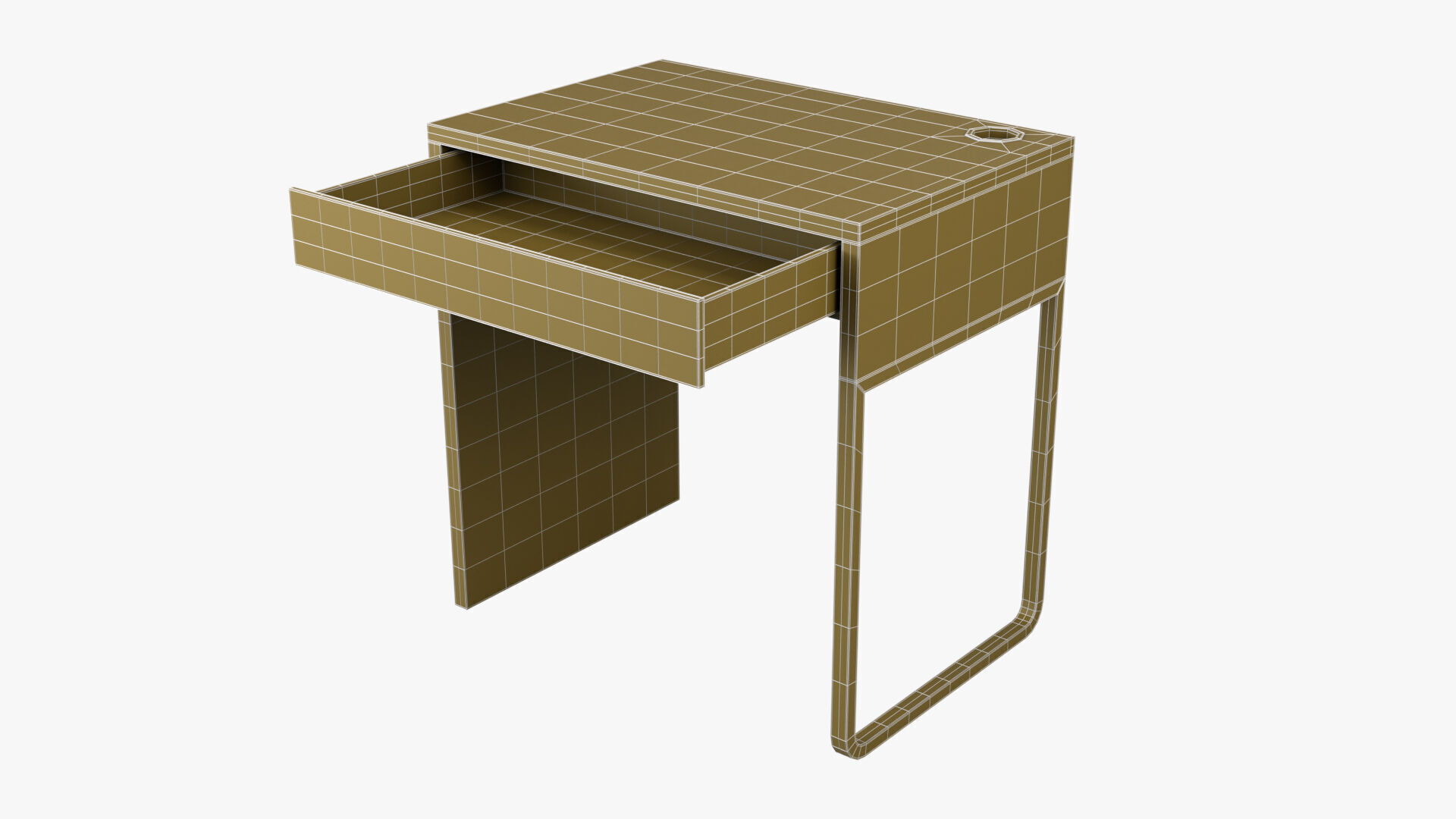 Mini Desk 01 - Bamboo Wood 3D model_11