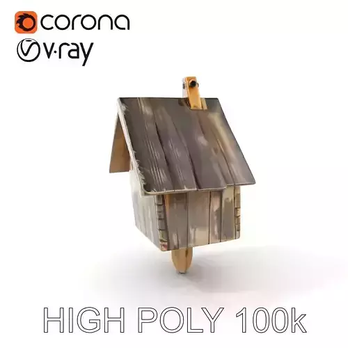 Weathered Wooden Birdhouse Model Pack Low-poly 3D model