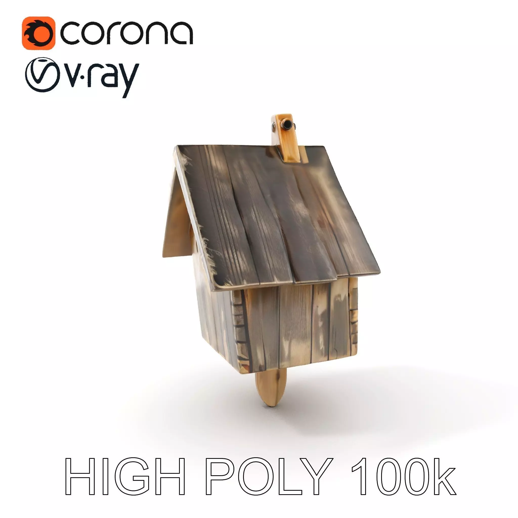 Weathered Wooden Birdhouse Model Pack Low-poly 3D model_0