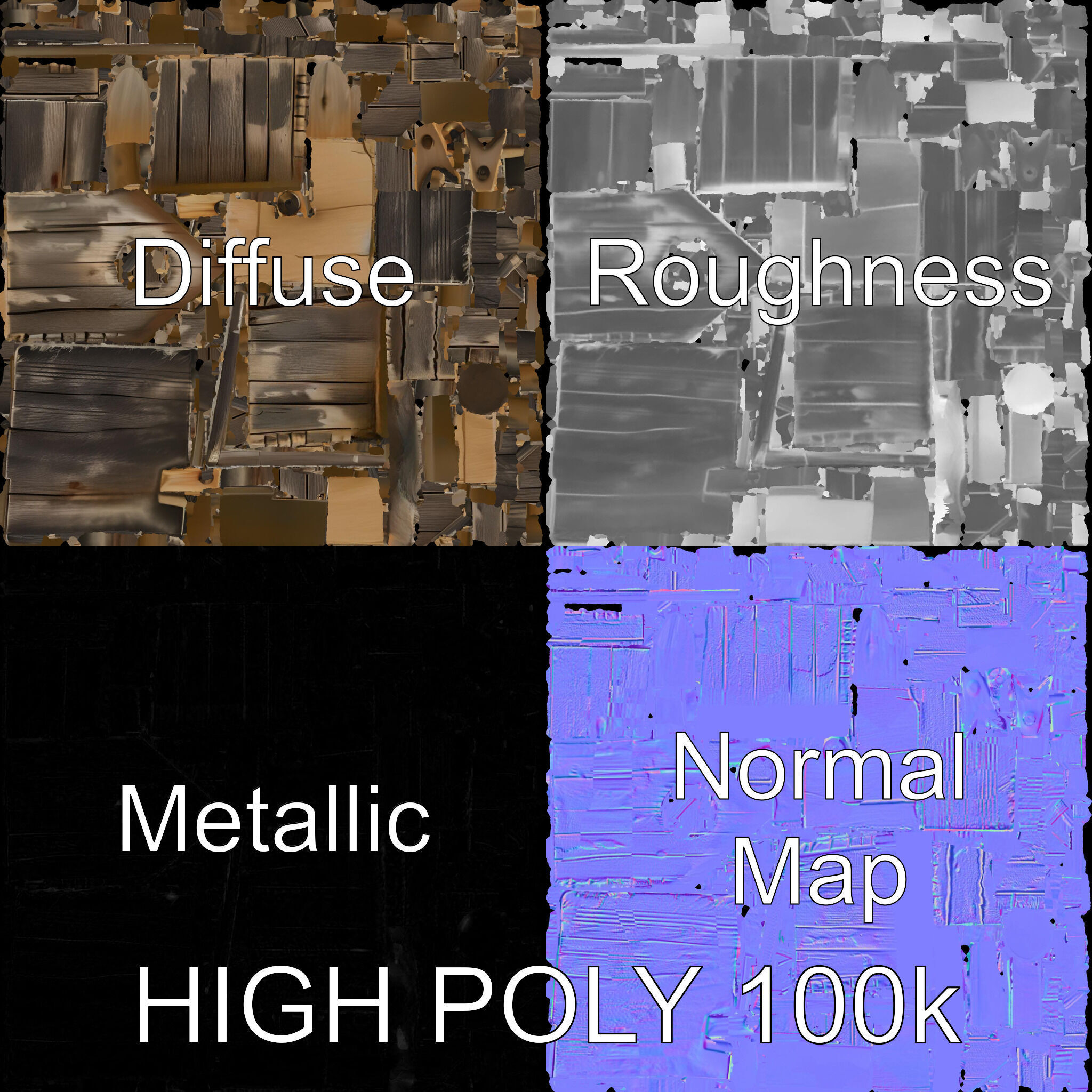 Weathered Wooden Birdhouse Model Pack Low-poly 3D model_3