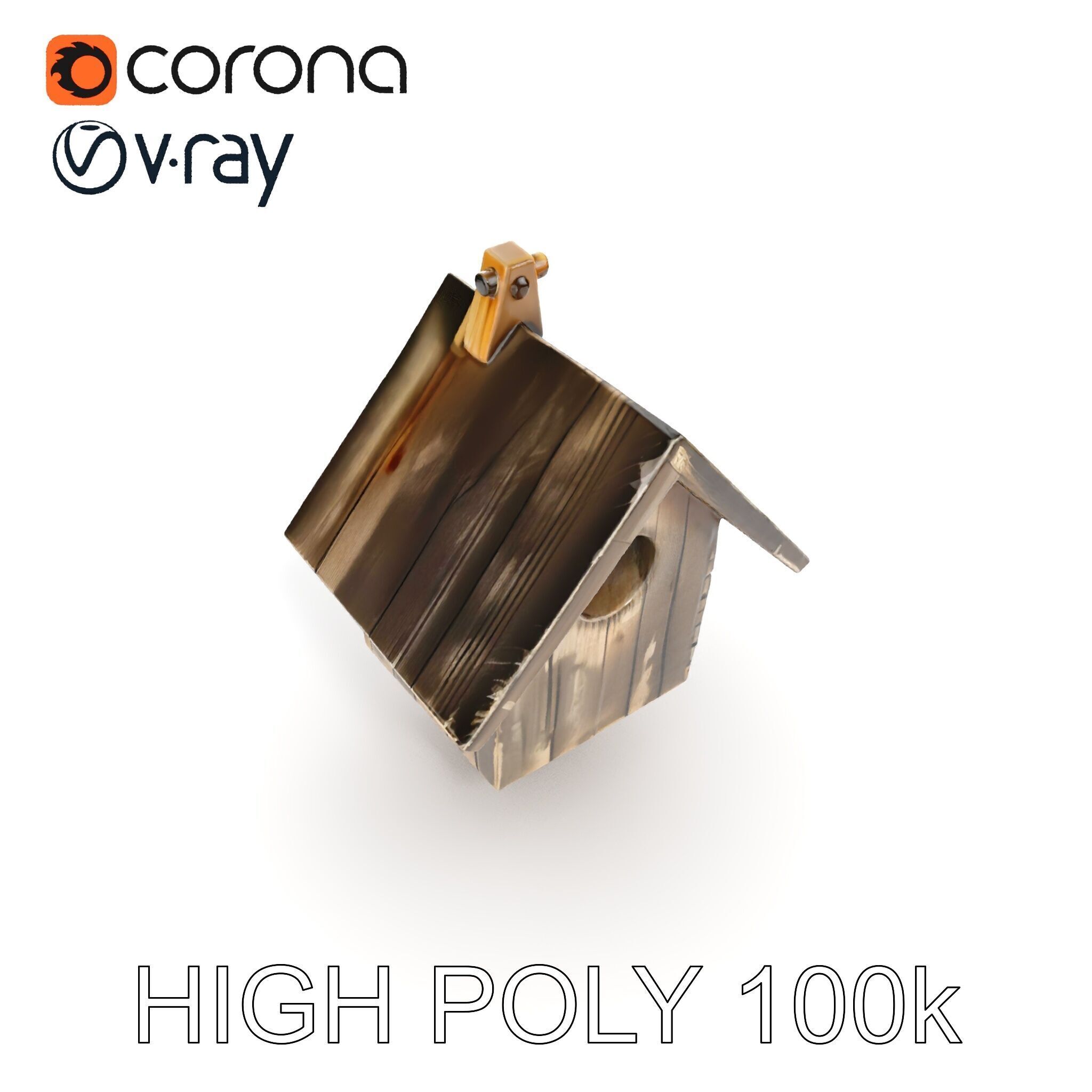 Weathered Wooden Birdhouse Model Pack Low-poly 3D model_15