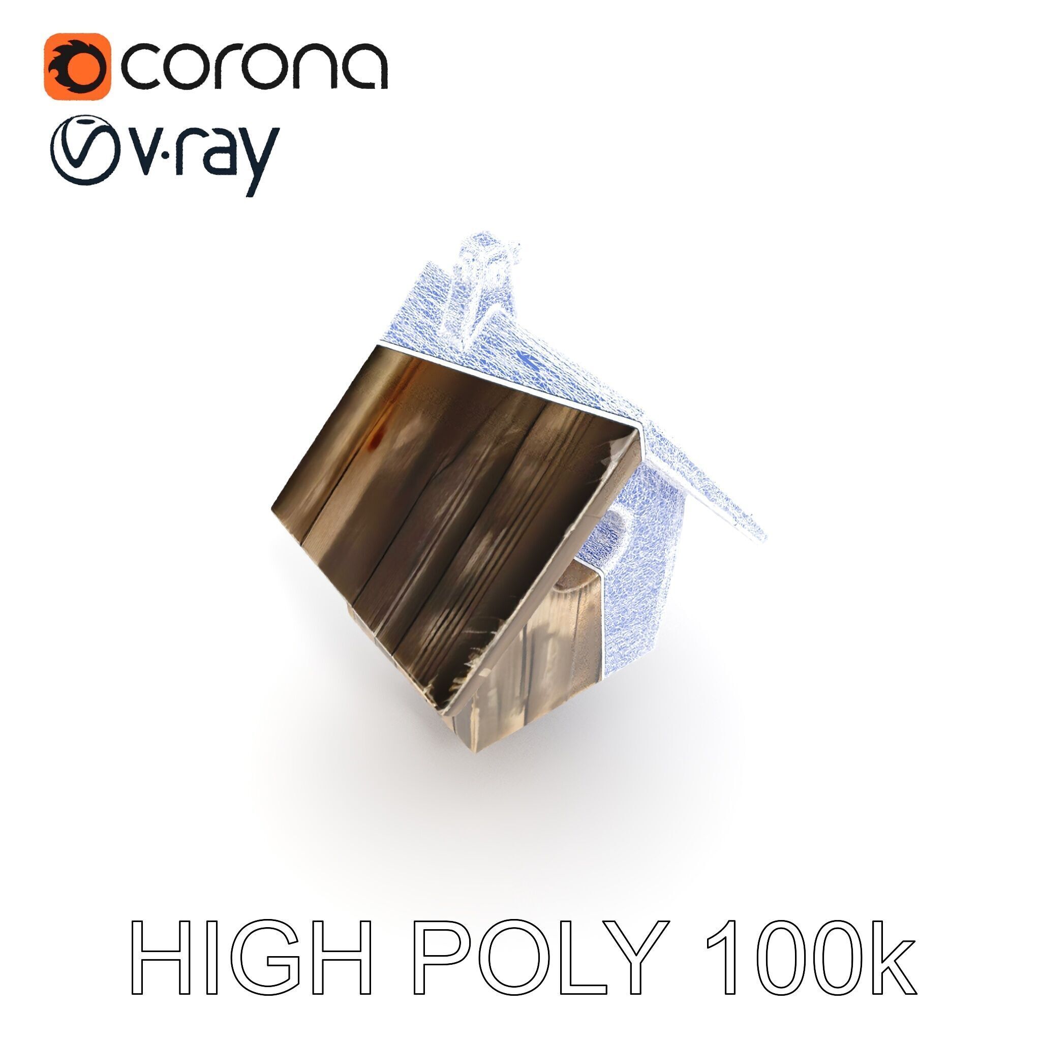 Weathered Wooden Birdhouse Model Pack Low-poly 3D model_24