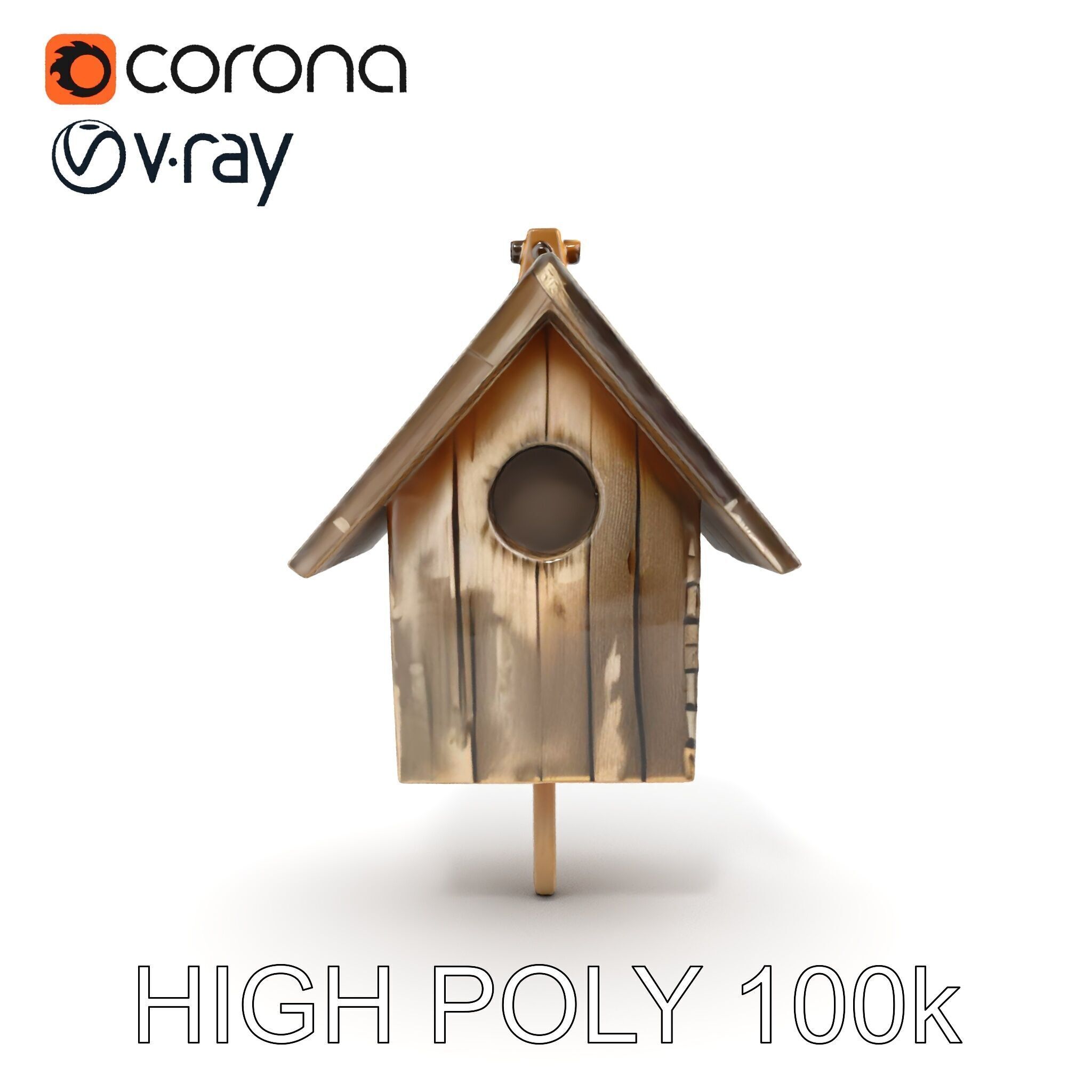 Weathered Wooden Birdhouse Model Pack Low-poly 3D model_21