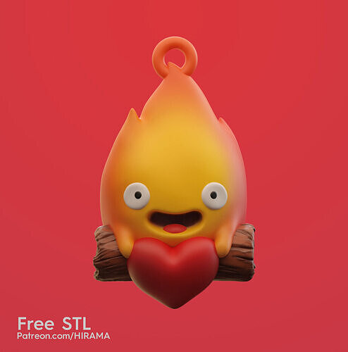Calcifer Valentine Keychain Howls Moving Castle 3D Print Free 3D print model