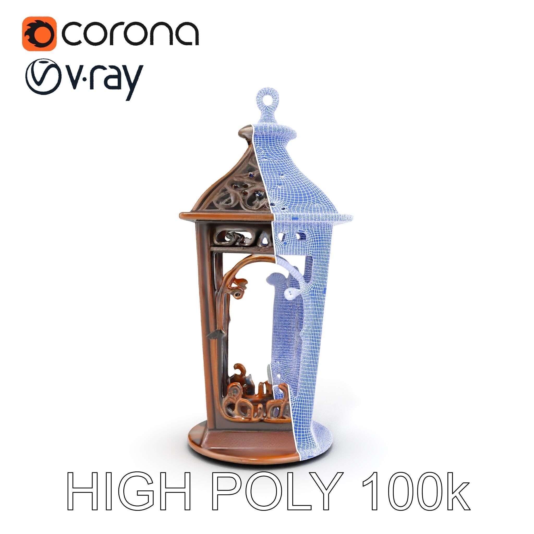 Antique Lantern Model Pack with Decorative Ironwork Low-poly 3D model_29