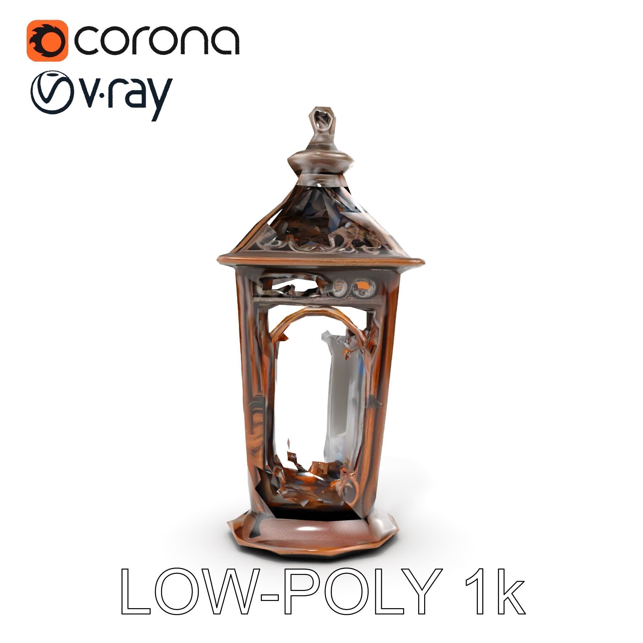 Antique Lantern Model Pack with Decorative Ironwork Low-poly 3D model_22