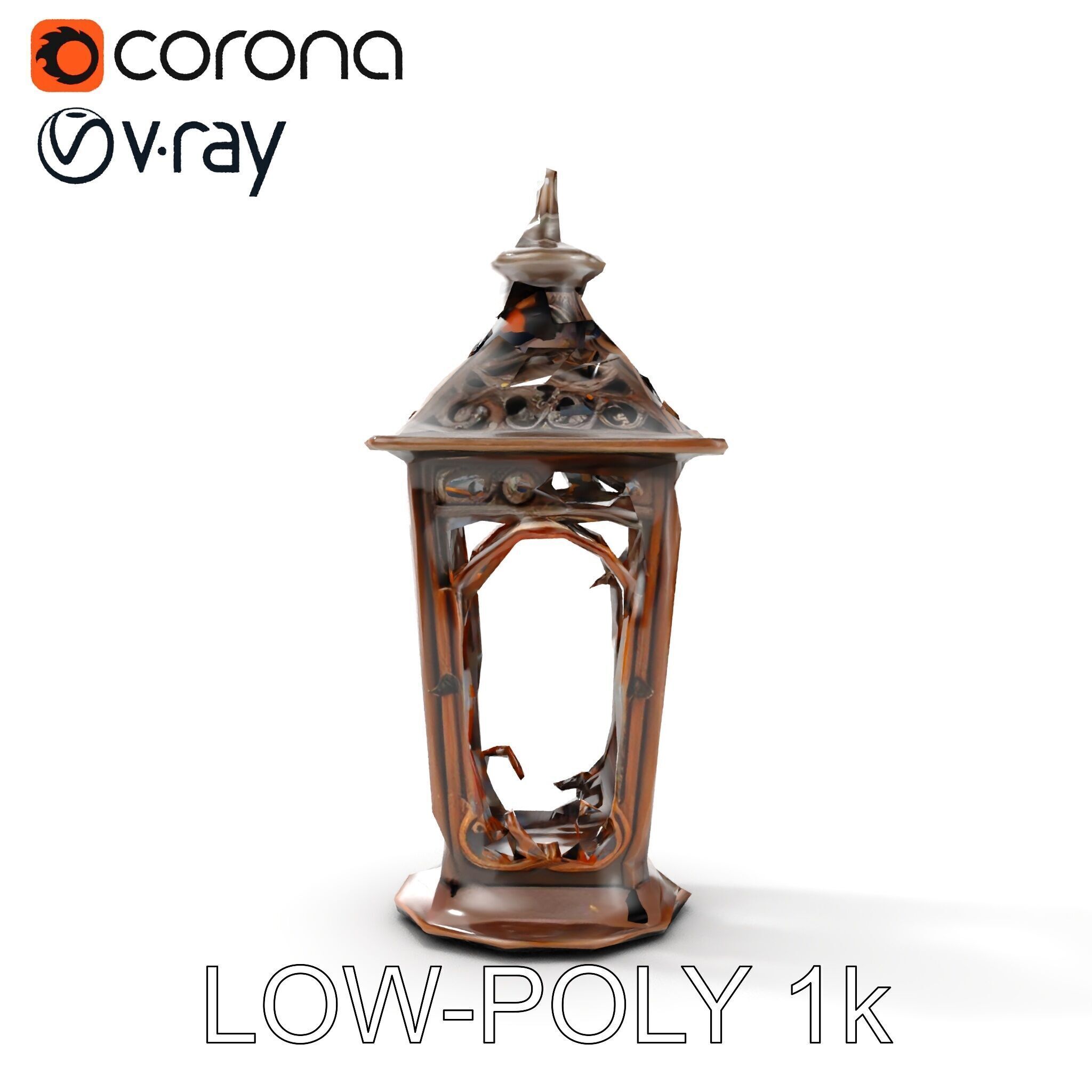 Antique Lantern Model Pack with Decorative Ironwork Low-poly 3D model_15