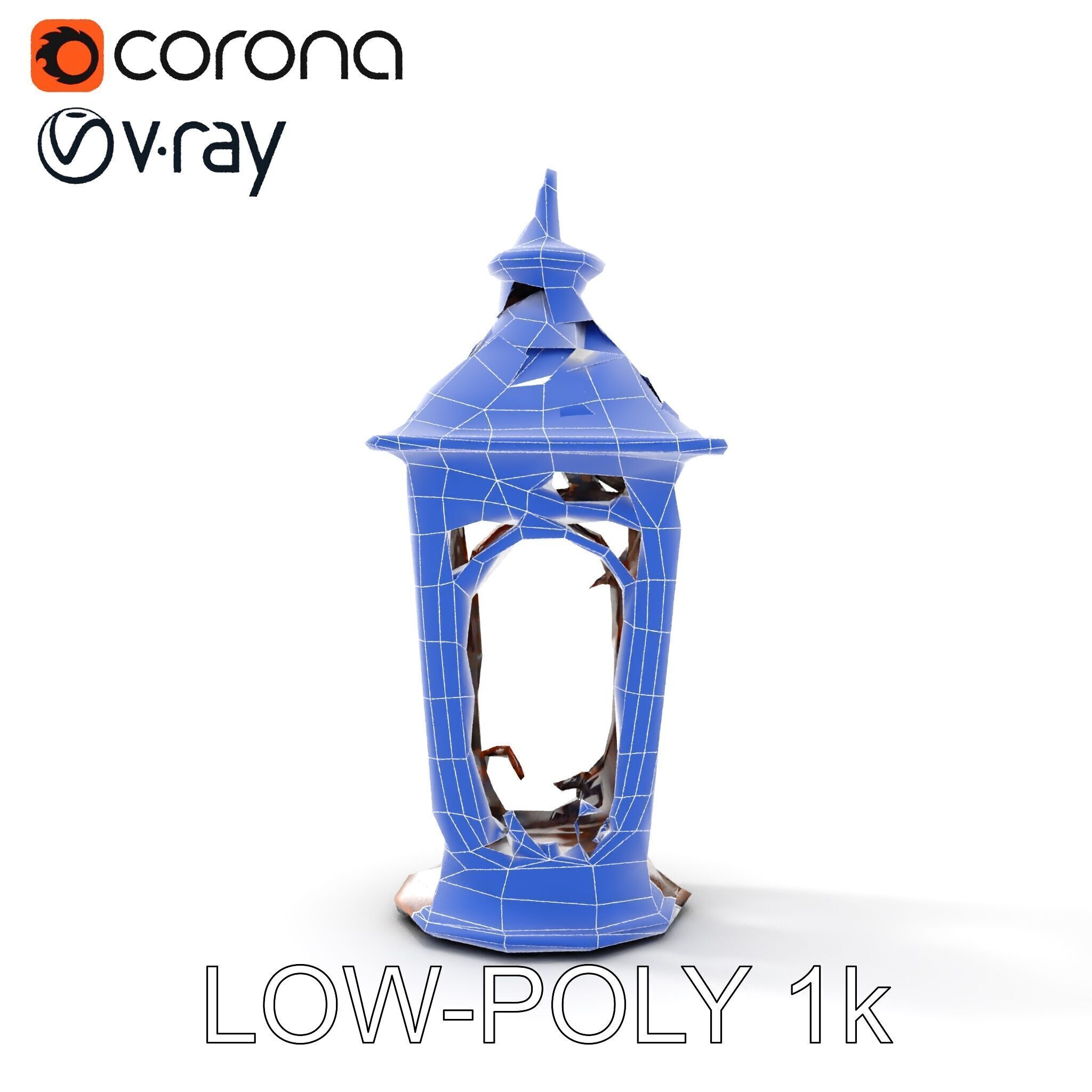 Antique Lantern Model Pack with Decorative Ironwork Low-poly 3D model_25