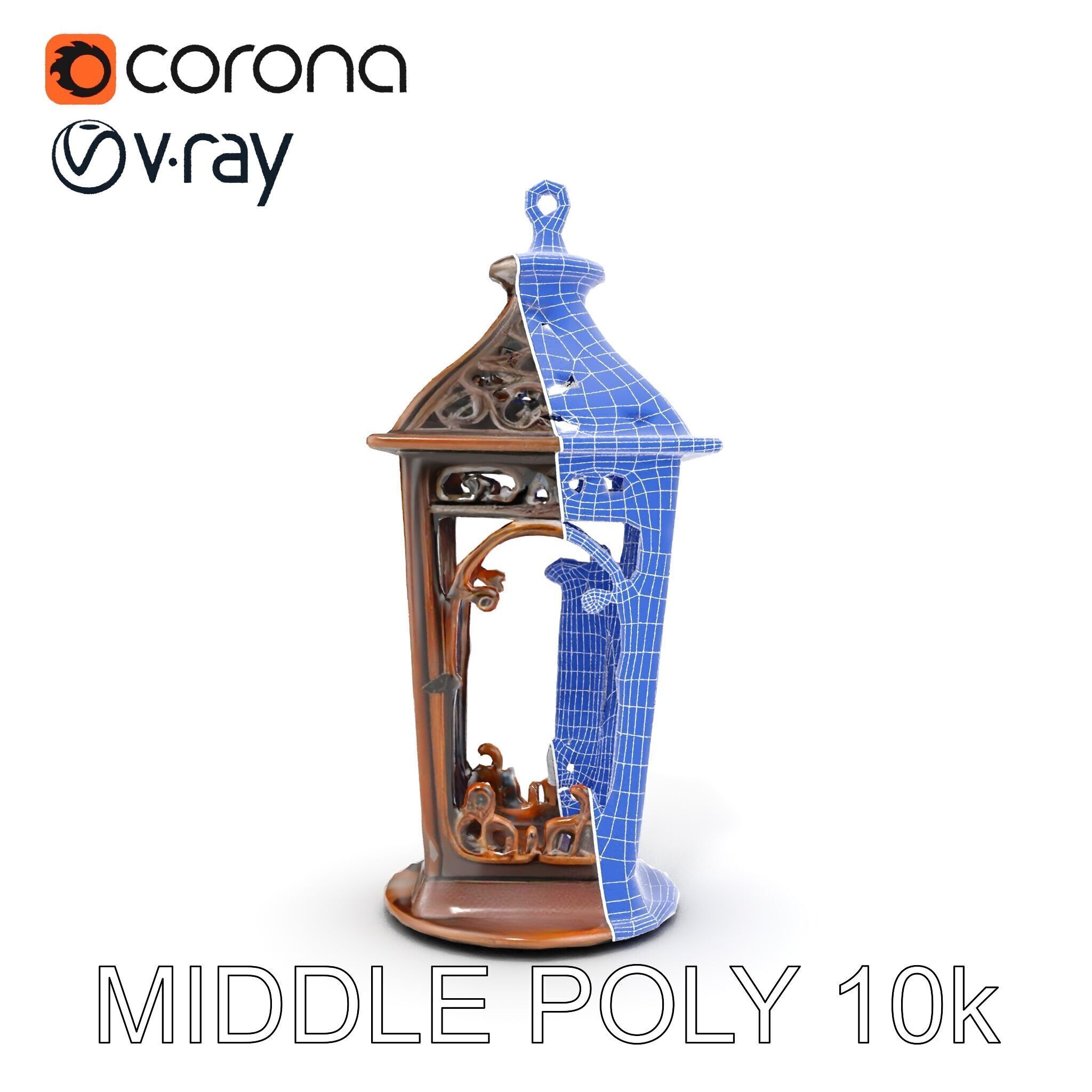Antique Lantern Model Pack with Decorative Ironwork Low-poly 3D model_11