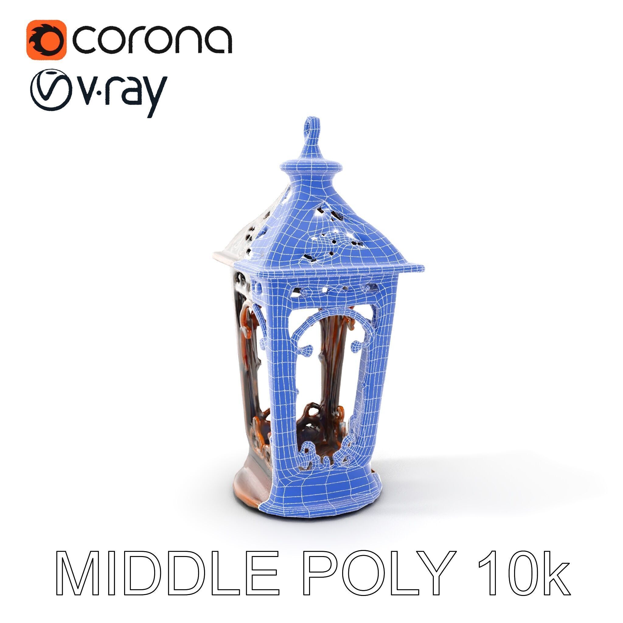 Antique Lantern Model Pack with Decorative Ironwork Low-poly 3D model_14