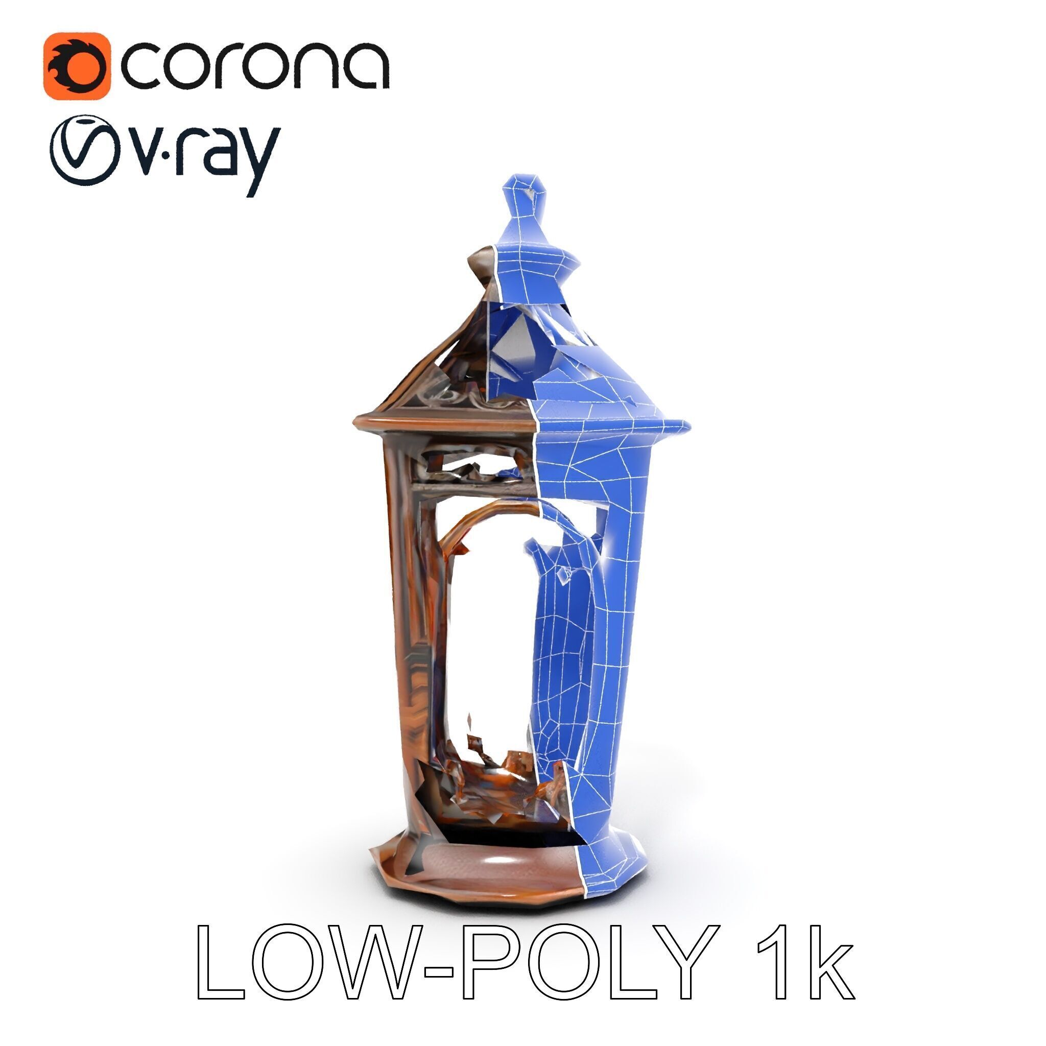 Antique Lantern Model Pack with Decorative Ironwork Low-poly 3D model_28
