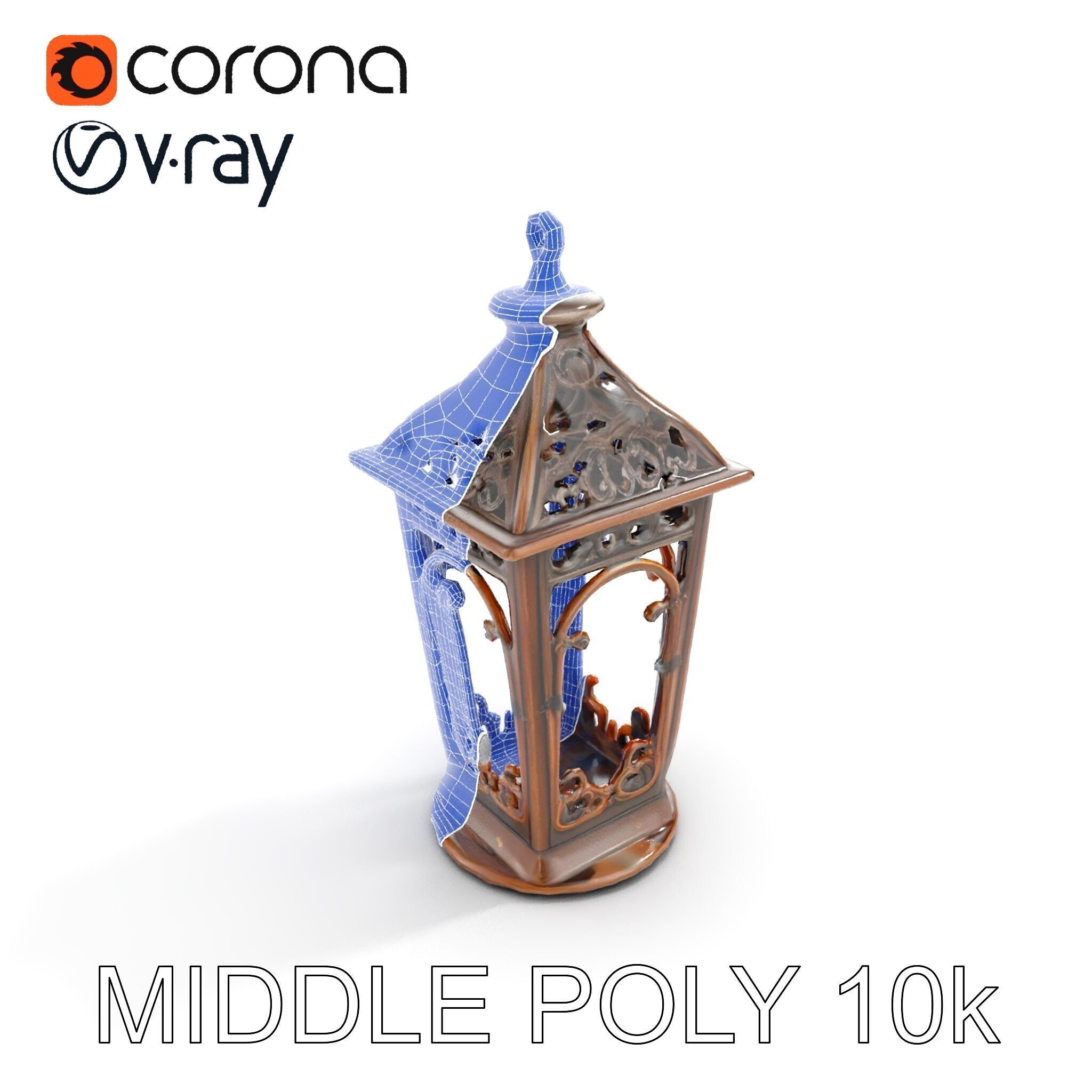 Antique Lantern Model Pack with Decorative Ironwork Low-poly 3D model_24