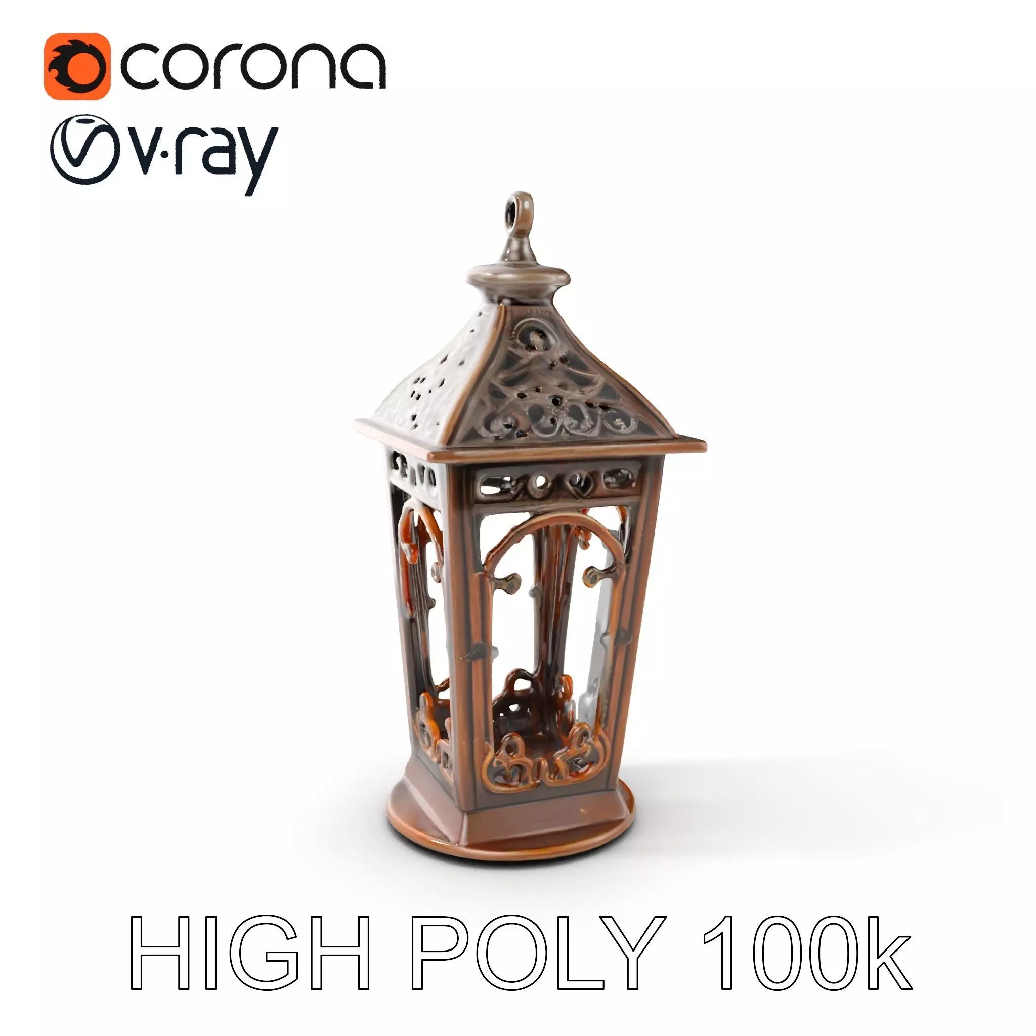 Antique Lantern Model Pack with Decorative Ironwork Low-poly 3D model_0