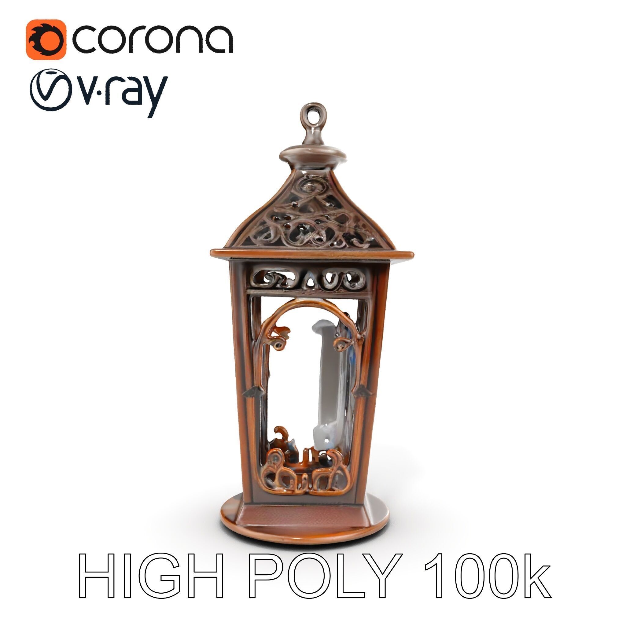 Antique Lantern Model Pack with Decorative Ironwork Low-poly 3D model_16
