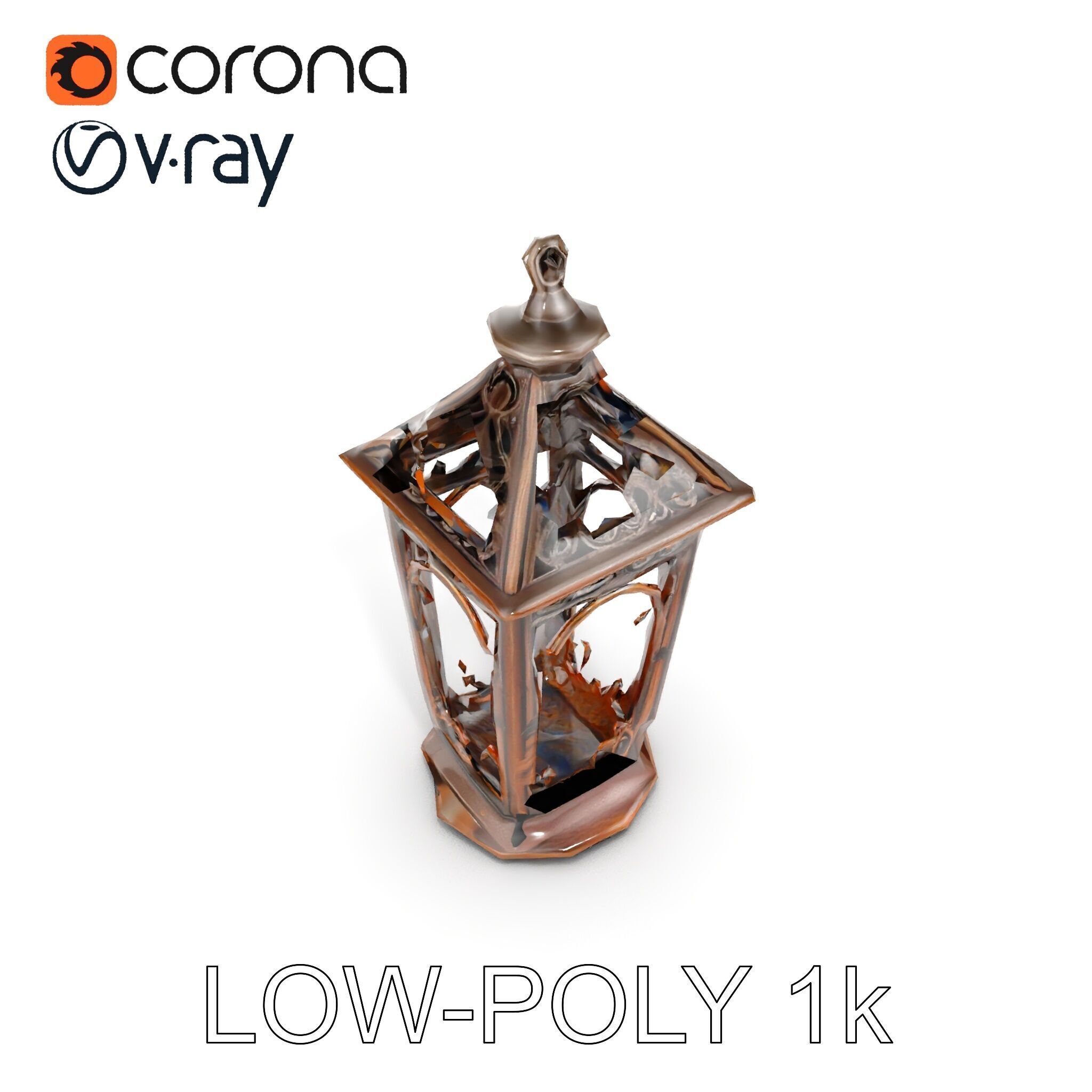 Antique Lantern Model Pack with Decorative Ironwork Low-poly 3D model_12