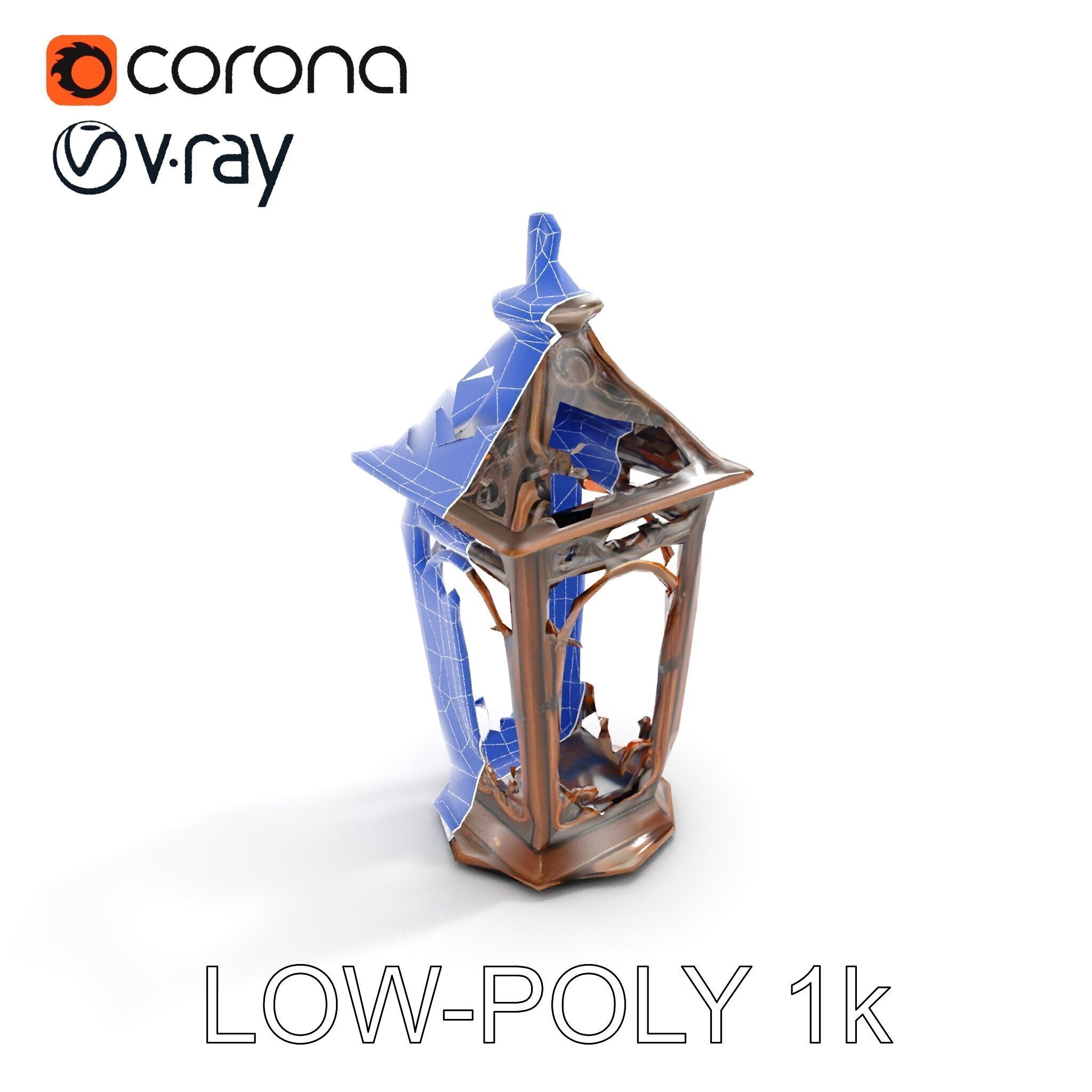 Antique Lantern Model Pack with Decorative Ironwork Low-poly 3D model_18