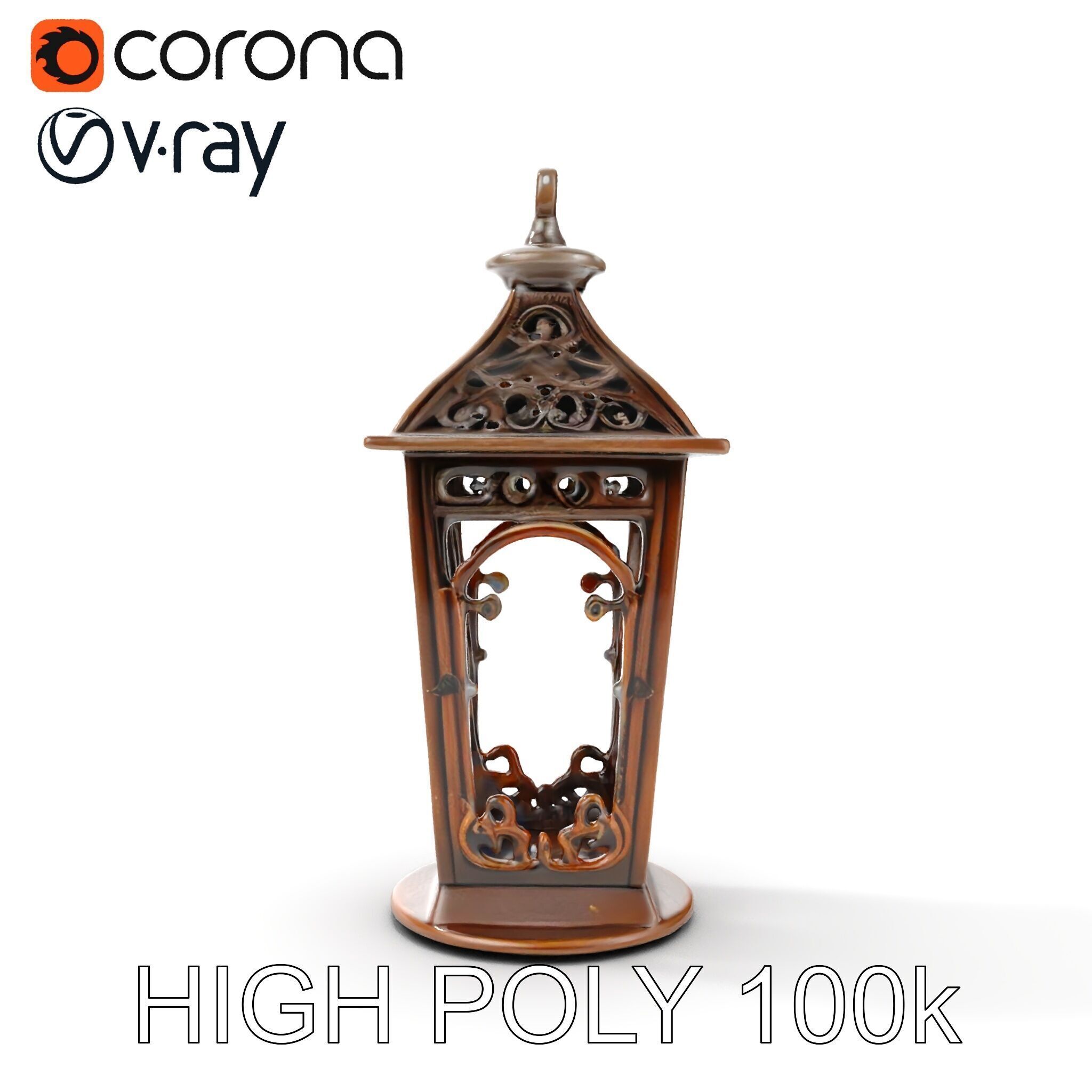 Antique Lantern Model Pack with Decorative Ironwork Low-poly 3D model_23