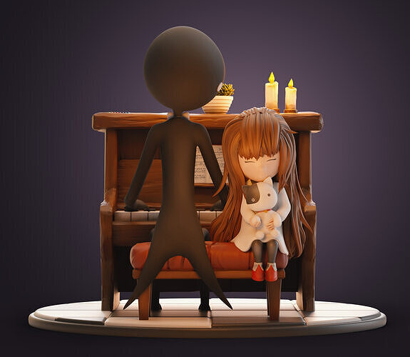 Deemo 3D Printable Diorama Scene from Rhythm Game 3D print model