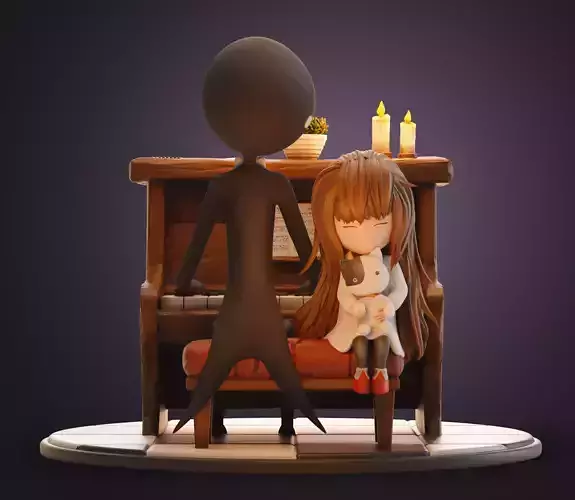 Deemo 3D Printable Diorama Scene from Rhythm Game 3D print model