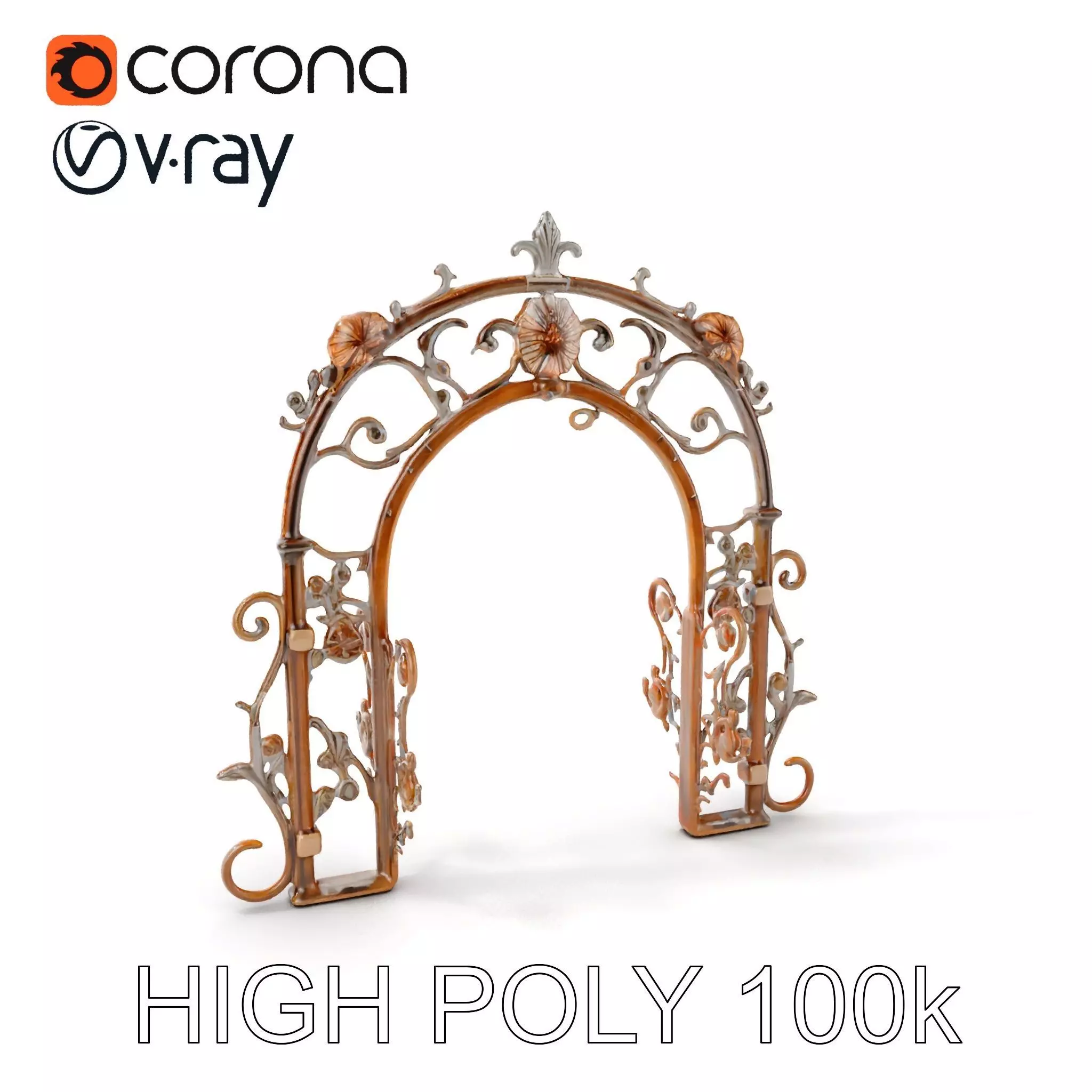 Ornamental Iron Archway Model Pack Low-poly 3D model_0