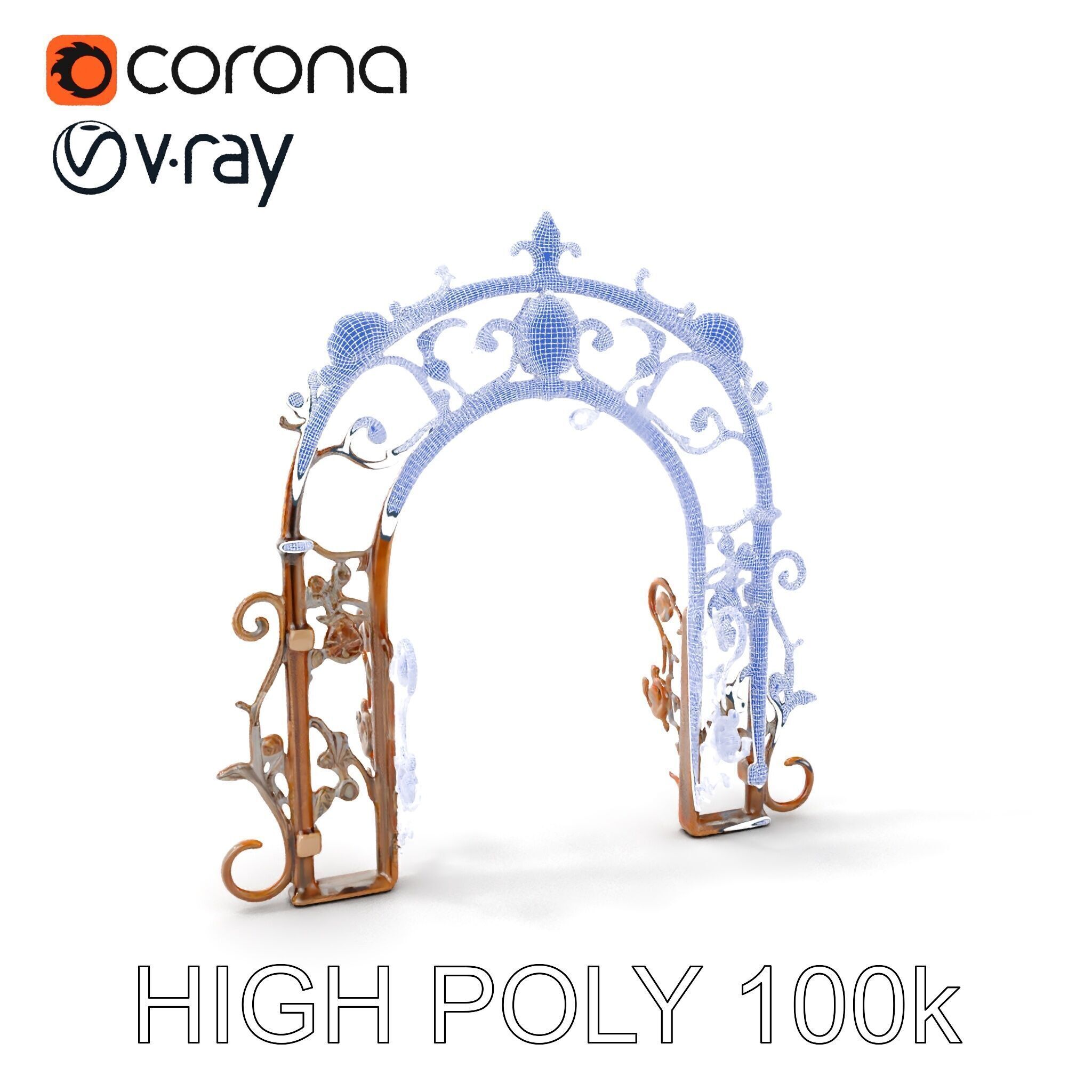 Ornamental Iron Archway Model Pack Low-poly 3D model_4