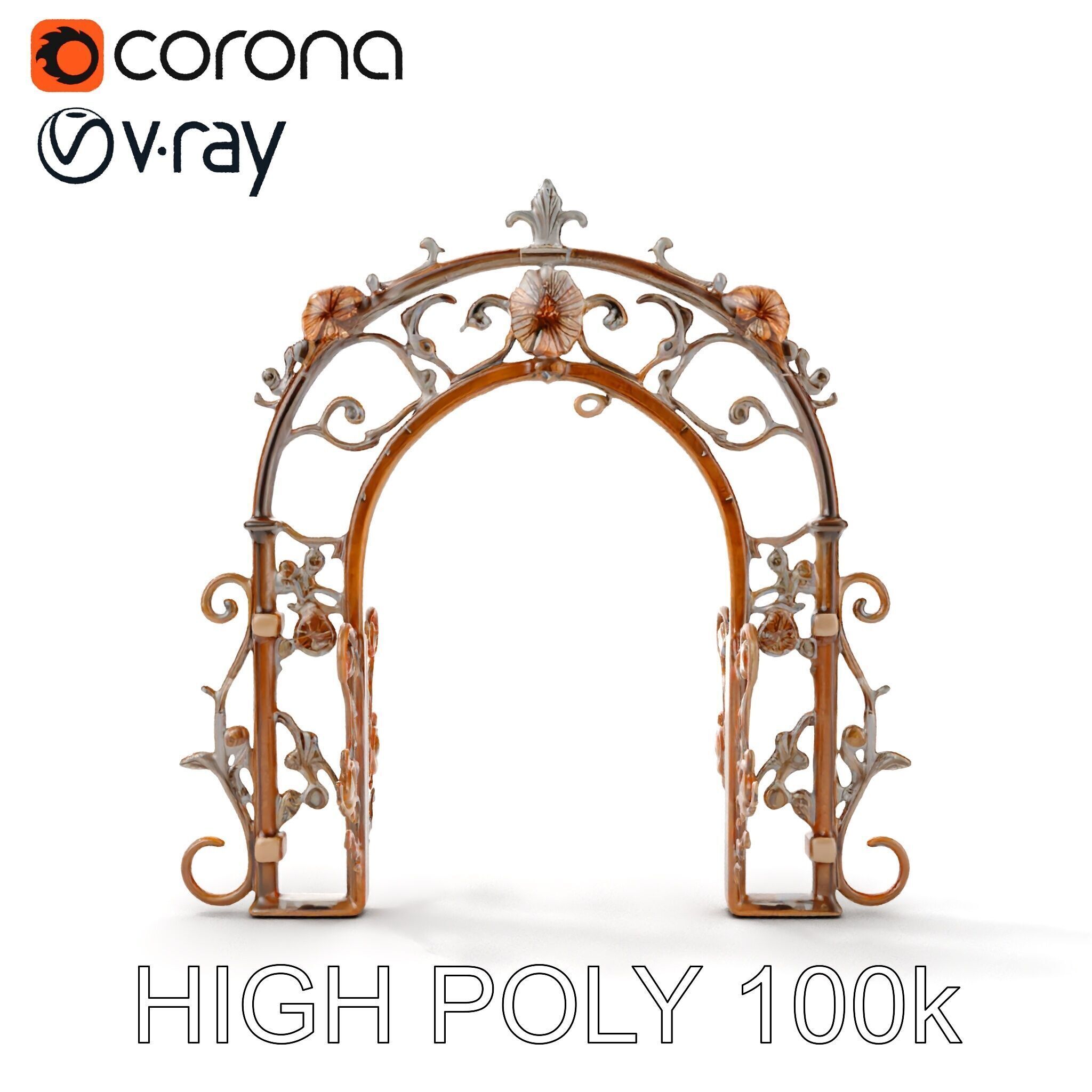 Ornamental Iron Archway Model Pack Low-poly 3D model_35