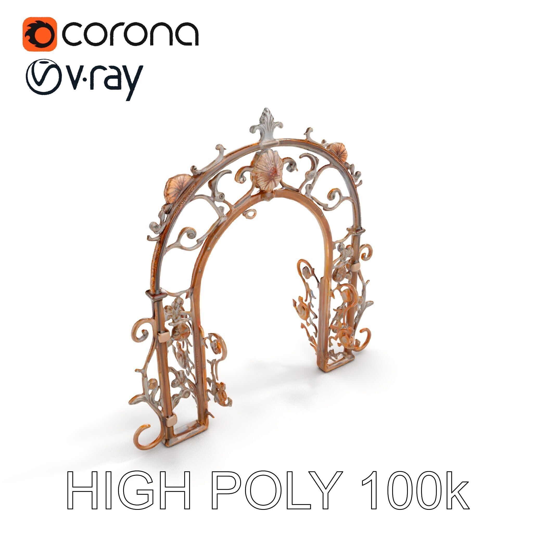 Ornamental Iron Archway Model Pack Low-poly 3D model_12