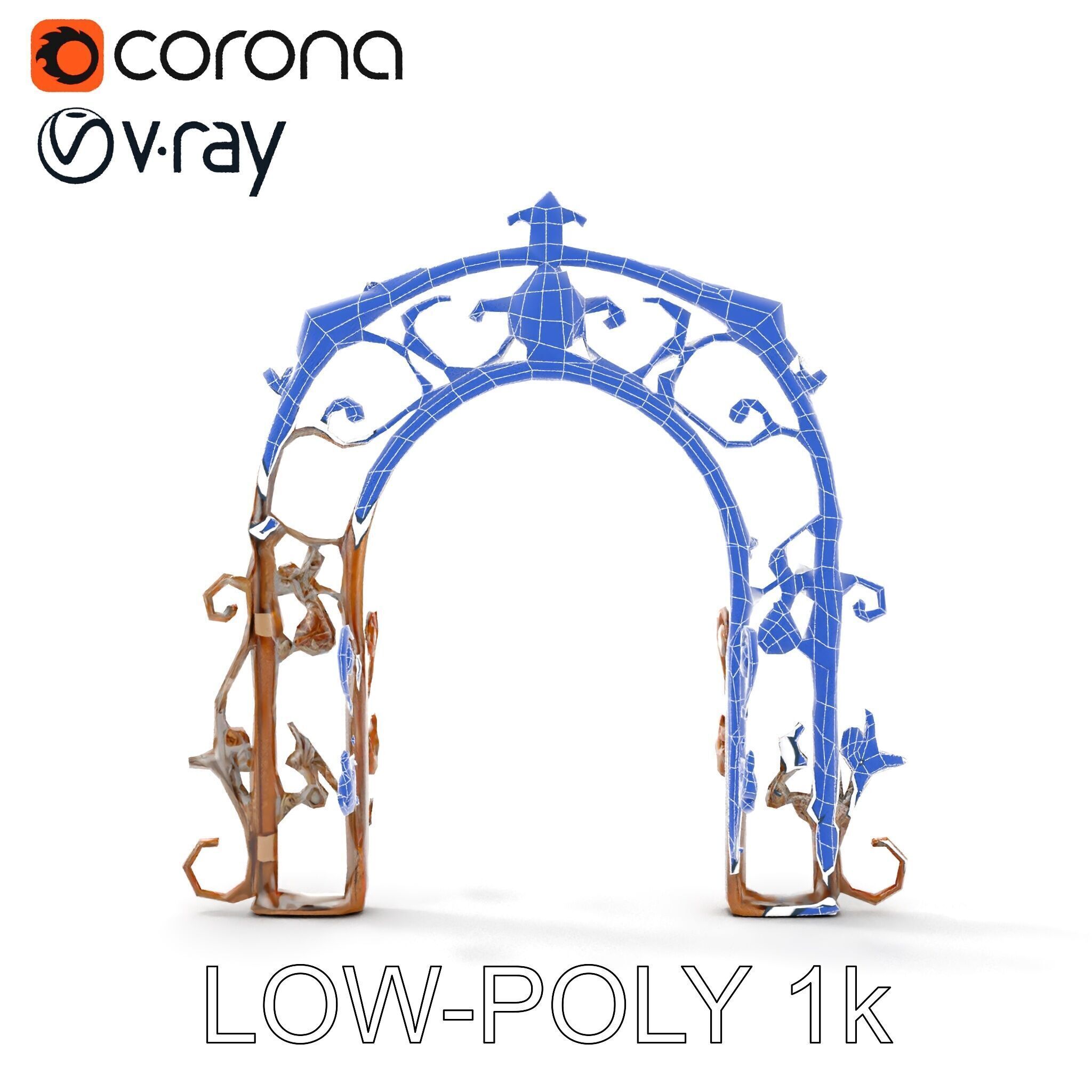 Ornamental Iron Archway Model Pack Low-poly 3D model_7