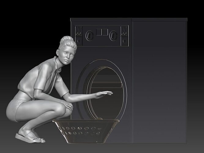 self-service laundry girl 2 3D print model