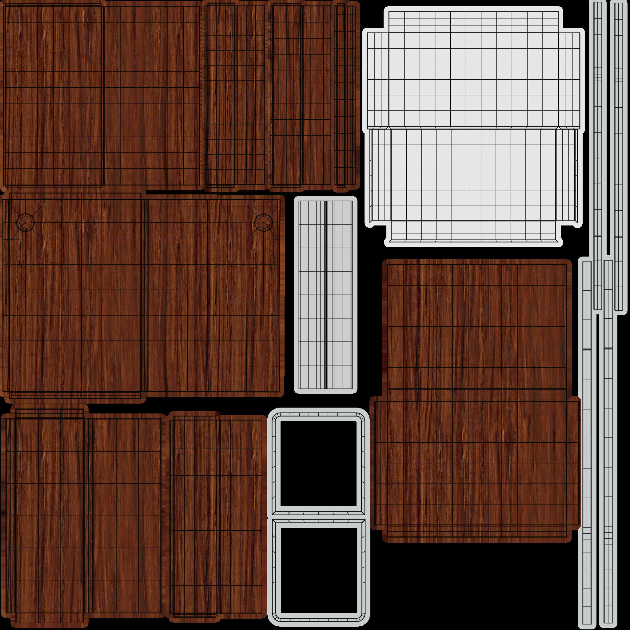 Mini Desk 01 - Dark Wood 3D model_12