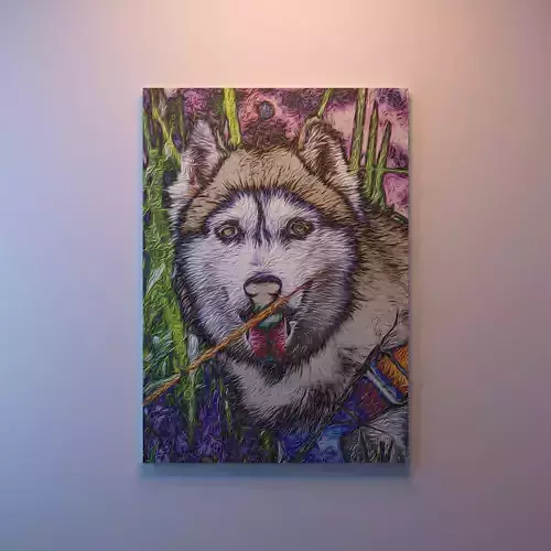 Stylized Digital Painting Husky Wall Art 