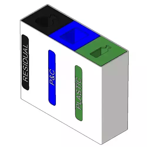 50L Waste Tri-Enclosure Revit Family