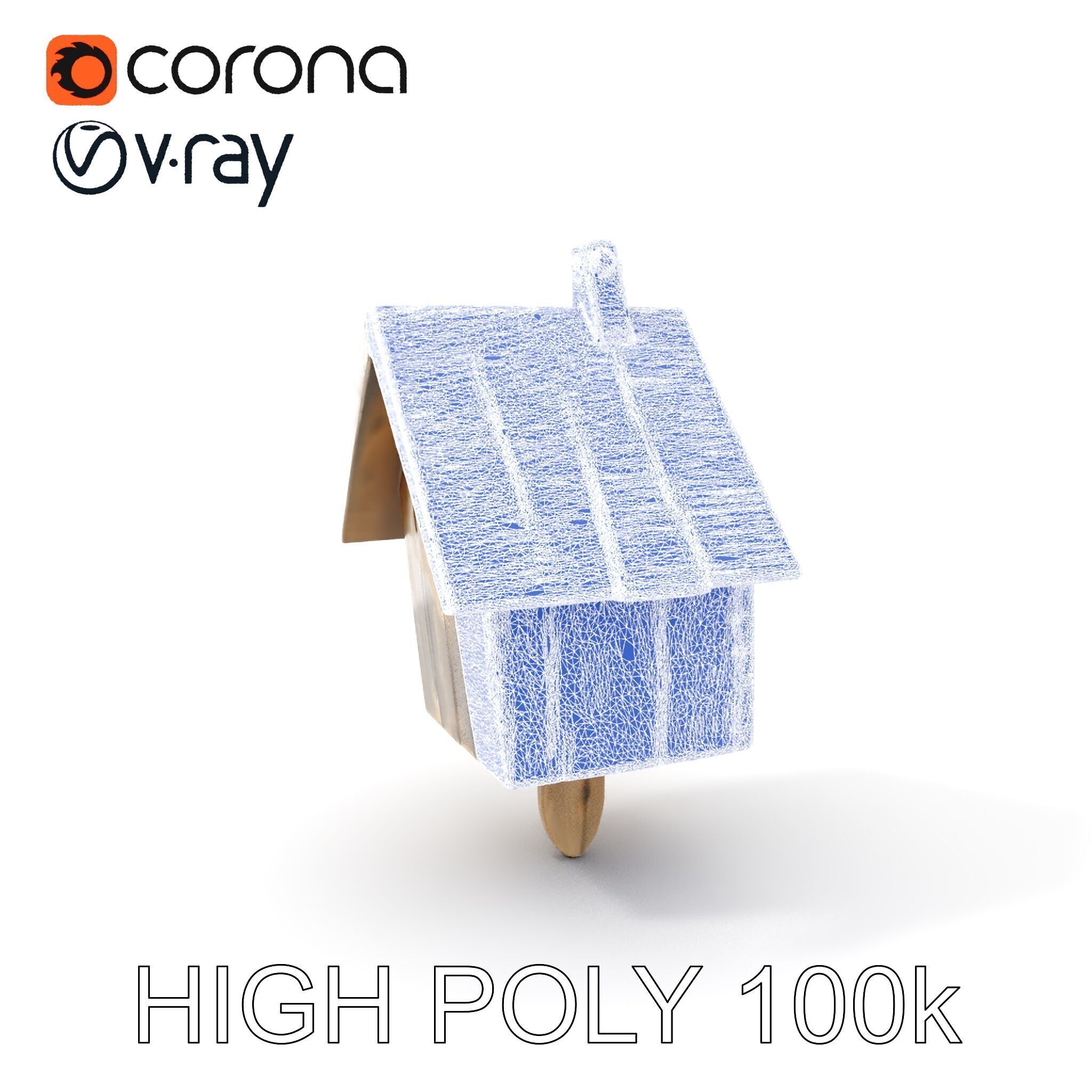 Rustic Wooden Birdhouse Model Pack Low-poly 3D model_10