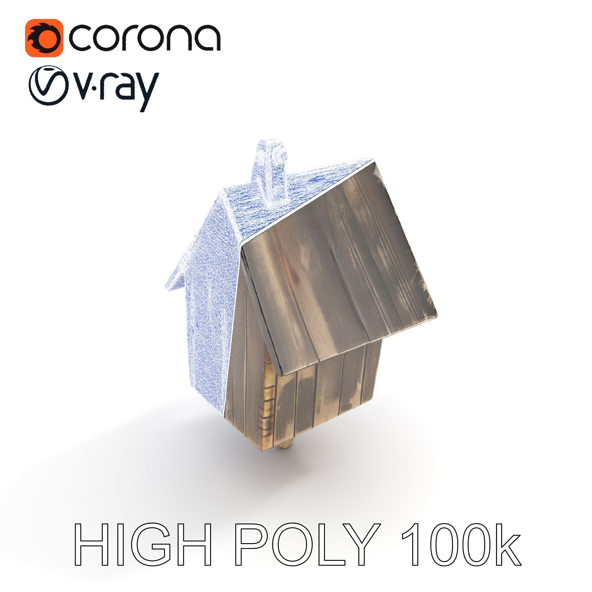 Rustic Wooden Birdhouse Model Pack Low-poly 3D model_28