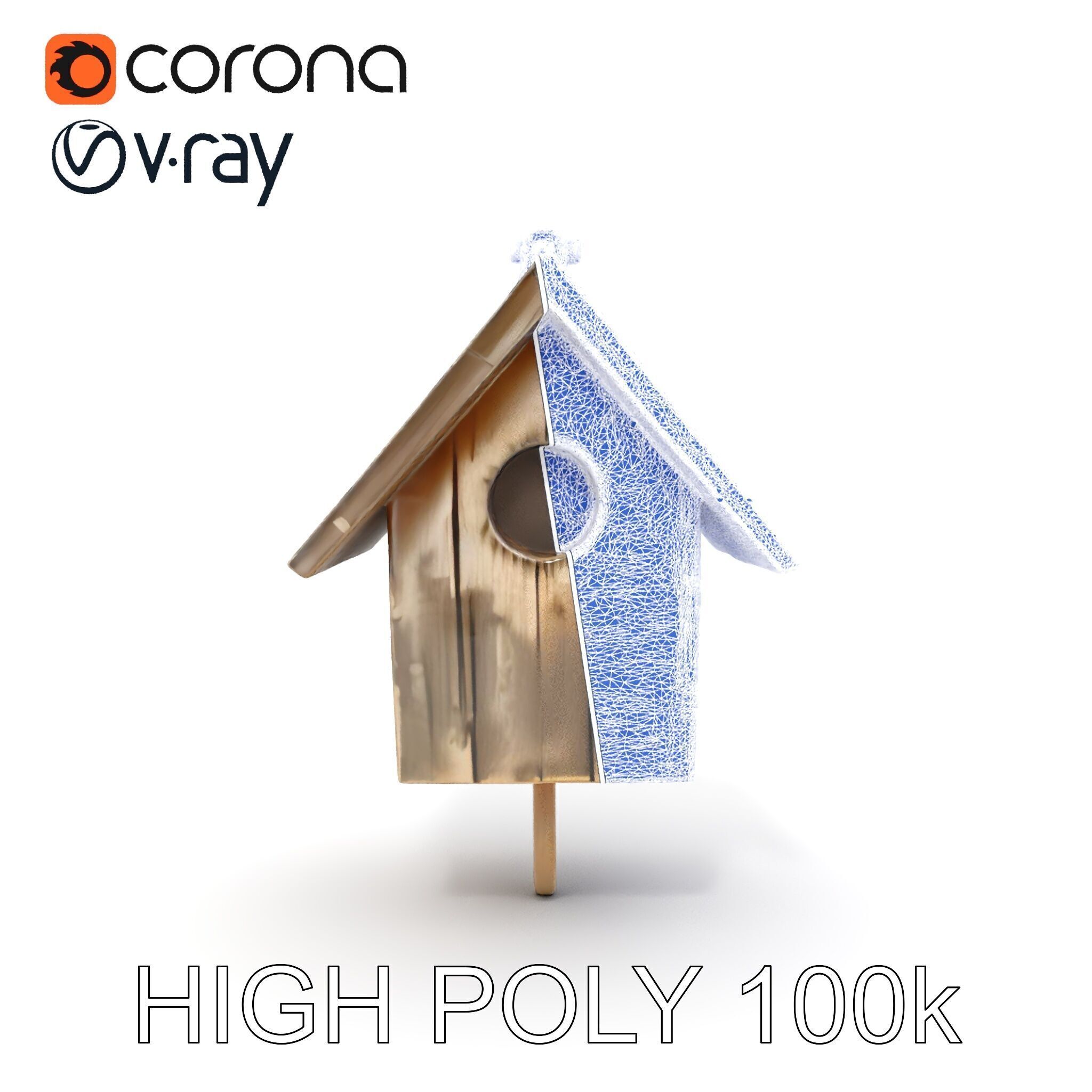 Rustic Wooden Birdhouse Model Pack Low-poly 3D model_35